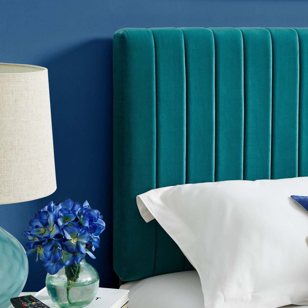 Keira Full / Queen Performance Velvet Headboard, Teal