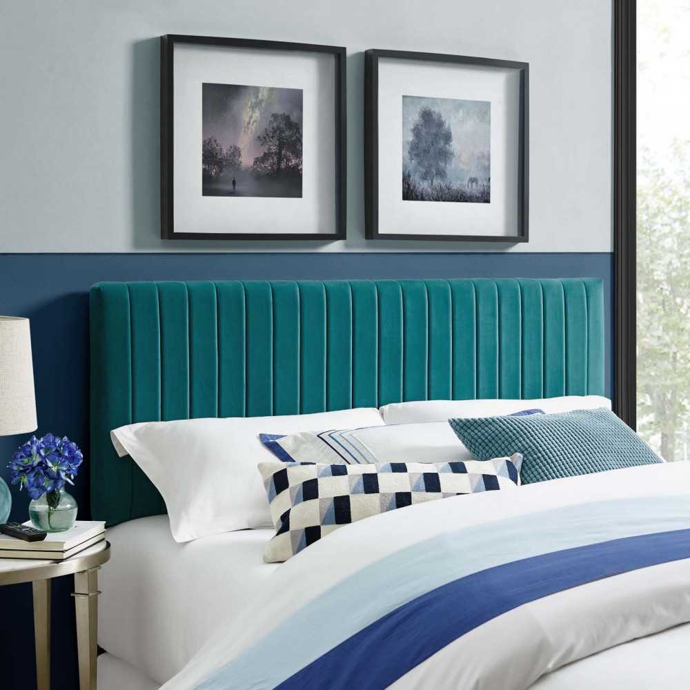 Keira Full / Queen Performance Velvet Headboard, Teal