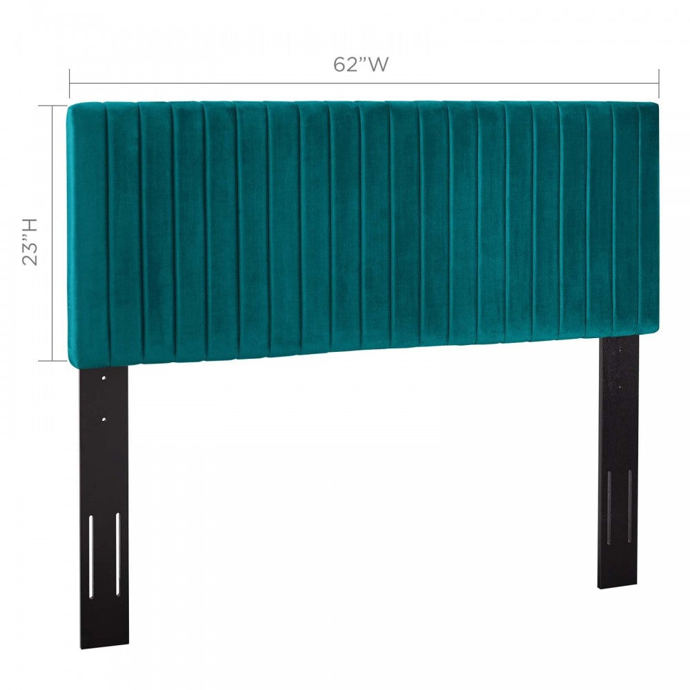 Keira Full / Queen Performance Velvet Headboard, Teal