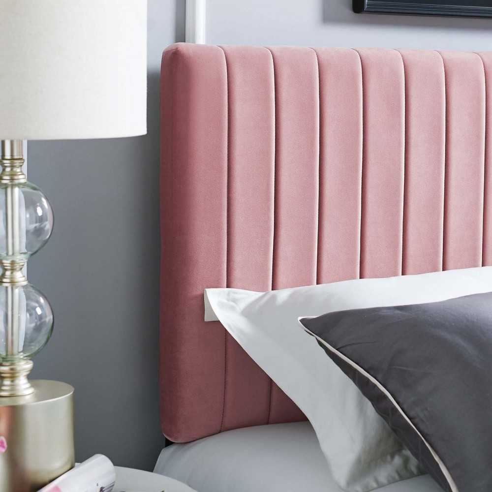 Keira Full / Queen Performance Velvet Headboard, Dusty Rose