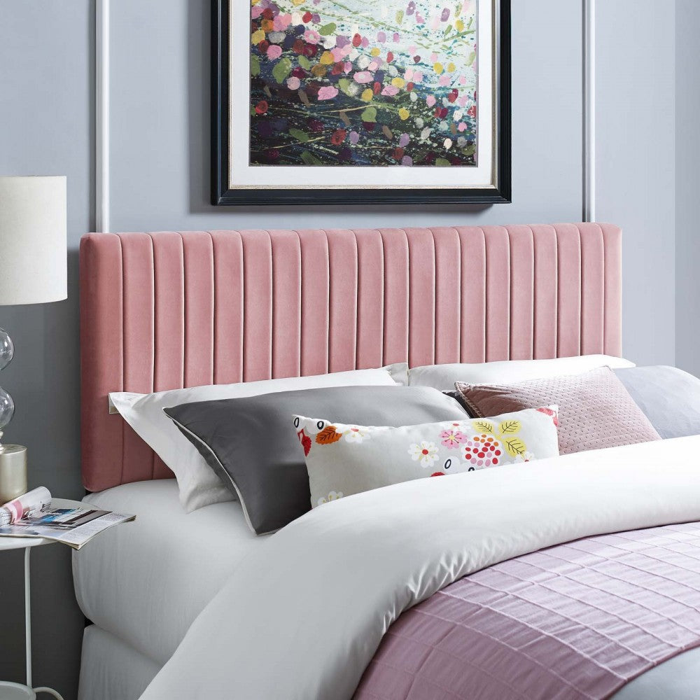 Keira Full / Queen Performance Velvet Headboard, Dusty Rose