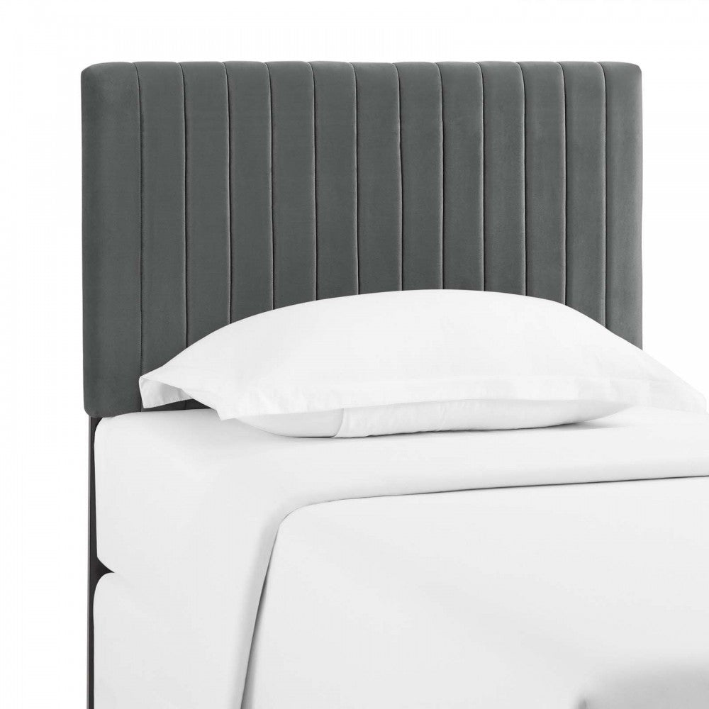 Keira Twin Performance Velvet Headboard, Gray