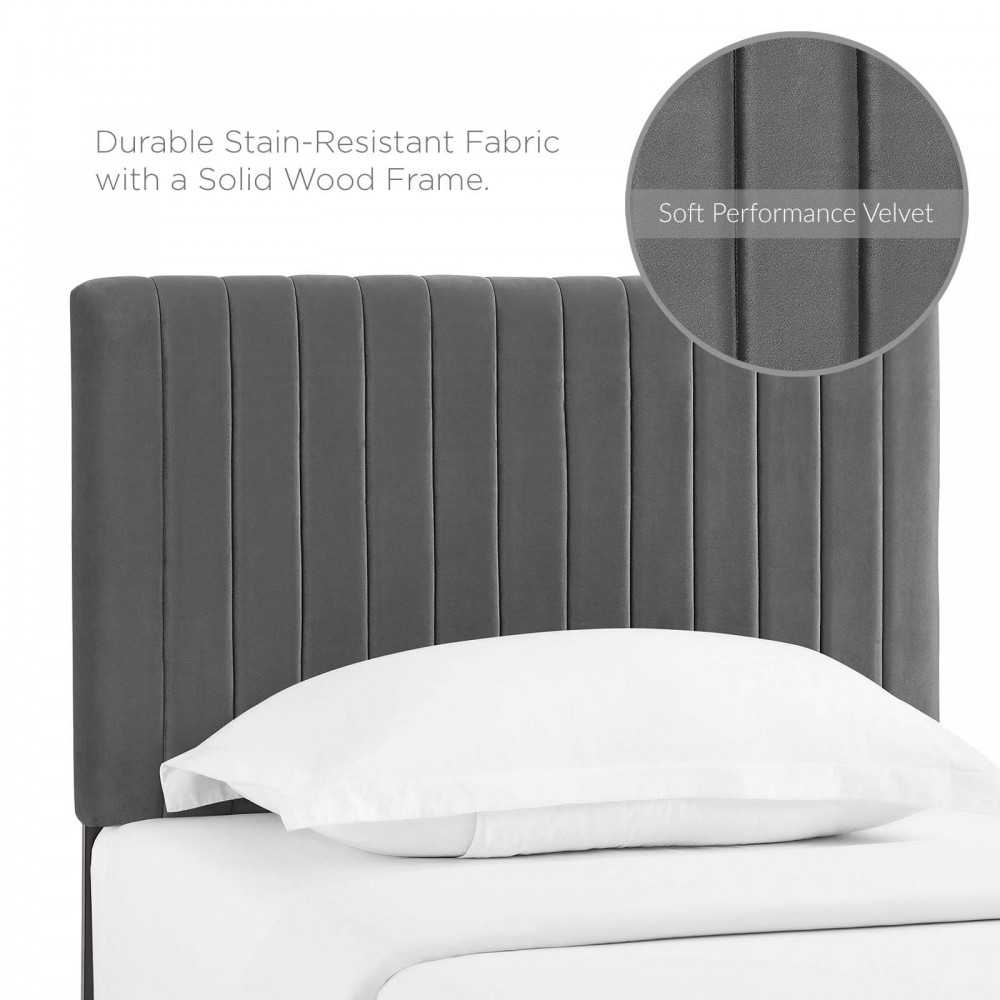 Keira Twin Performance Velvet Headboard, Gray