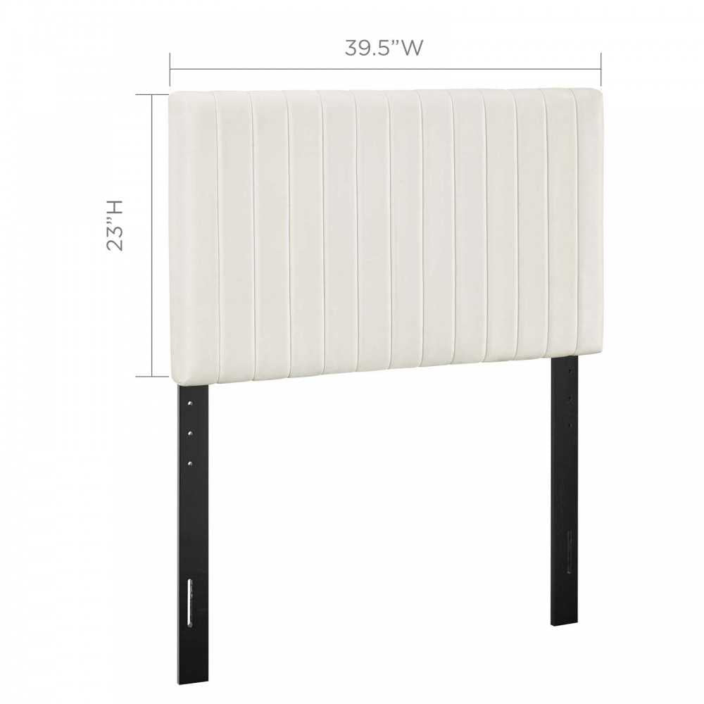 Keira Twin Performance Velvet Headboard, Ivory