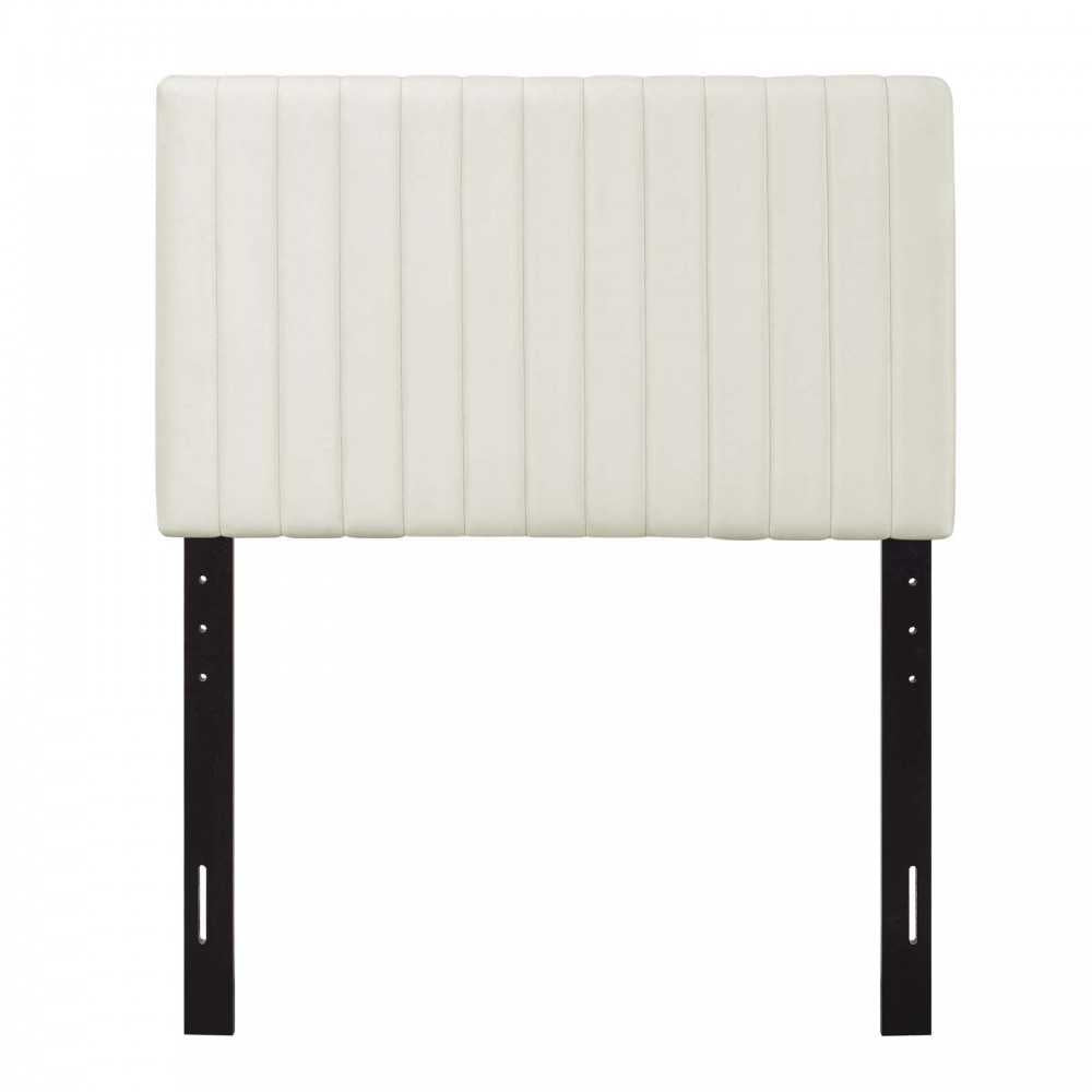 Keira Twin Performance Velvet Headboard, Ivory