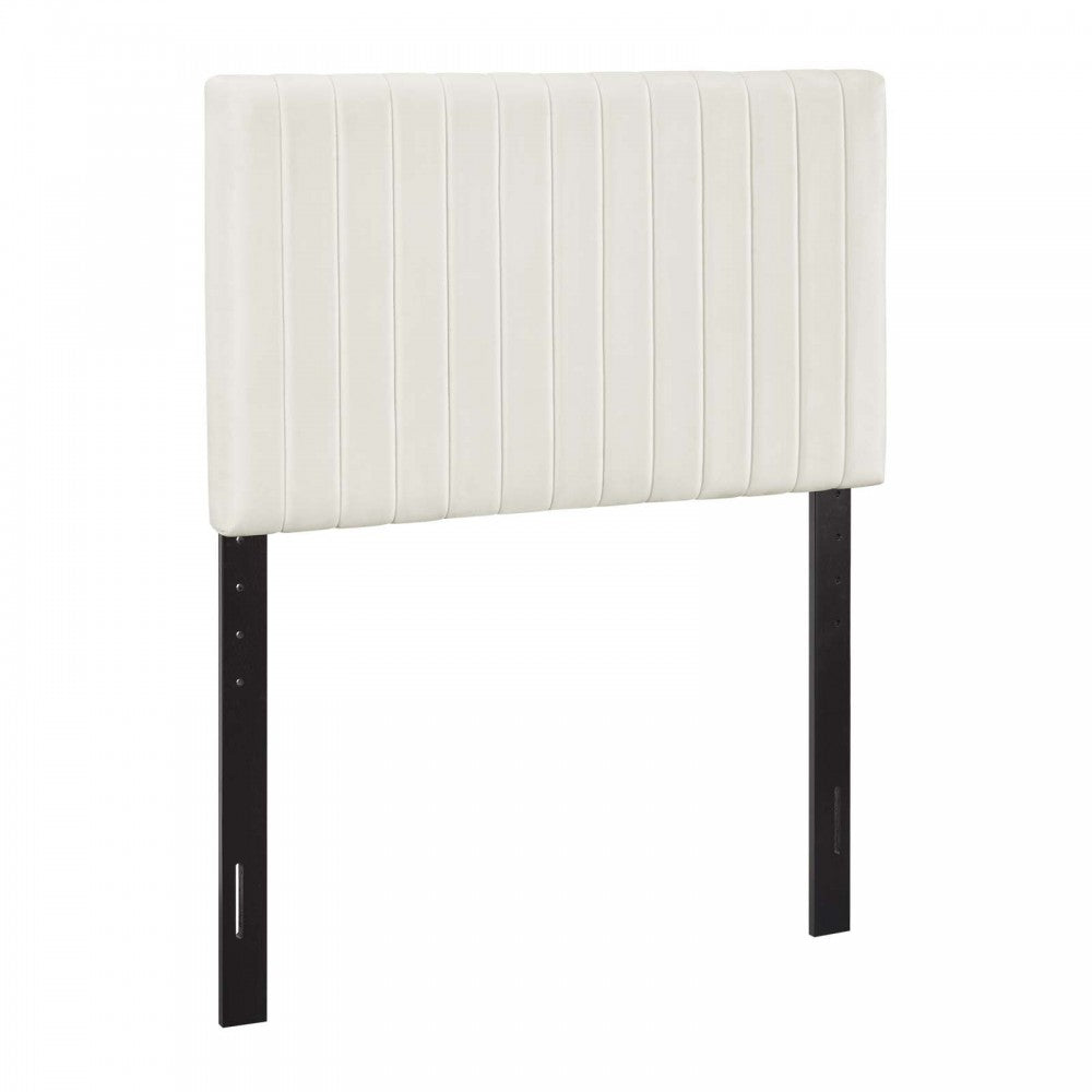 Keira Twin Performance Velvet Headboard, Ivory