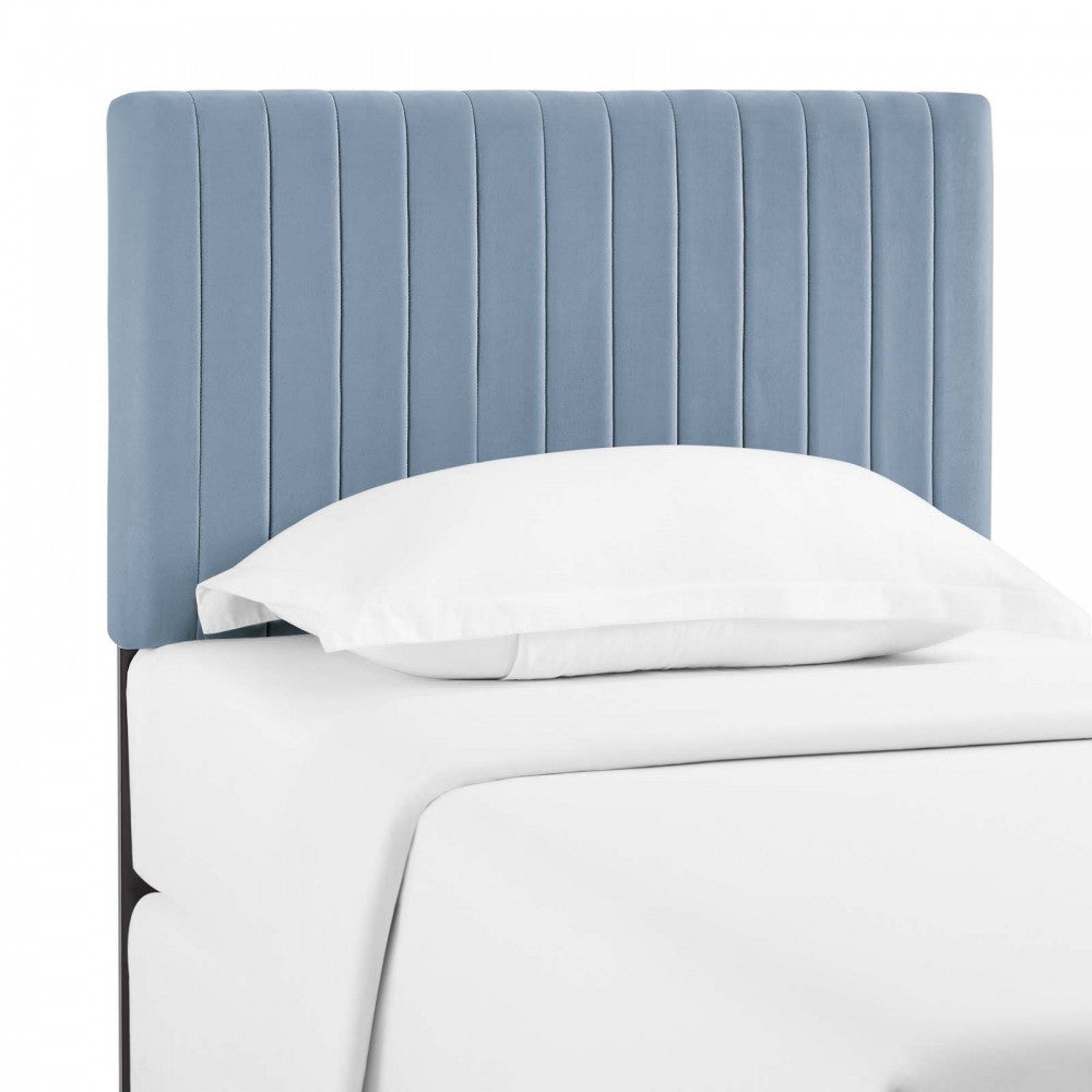 Keira Twin Performance Velvet Headboard, Light Blue