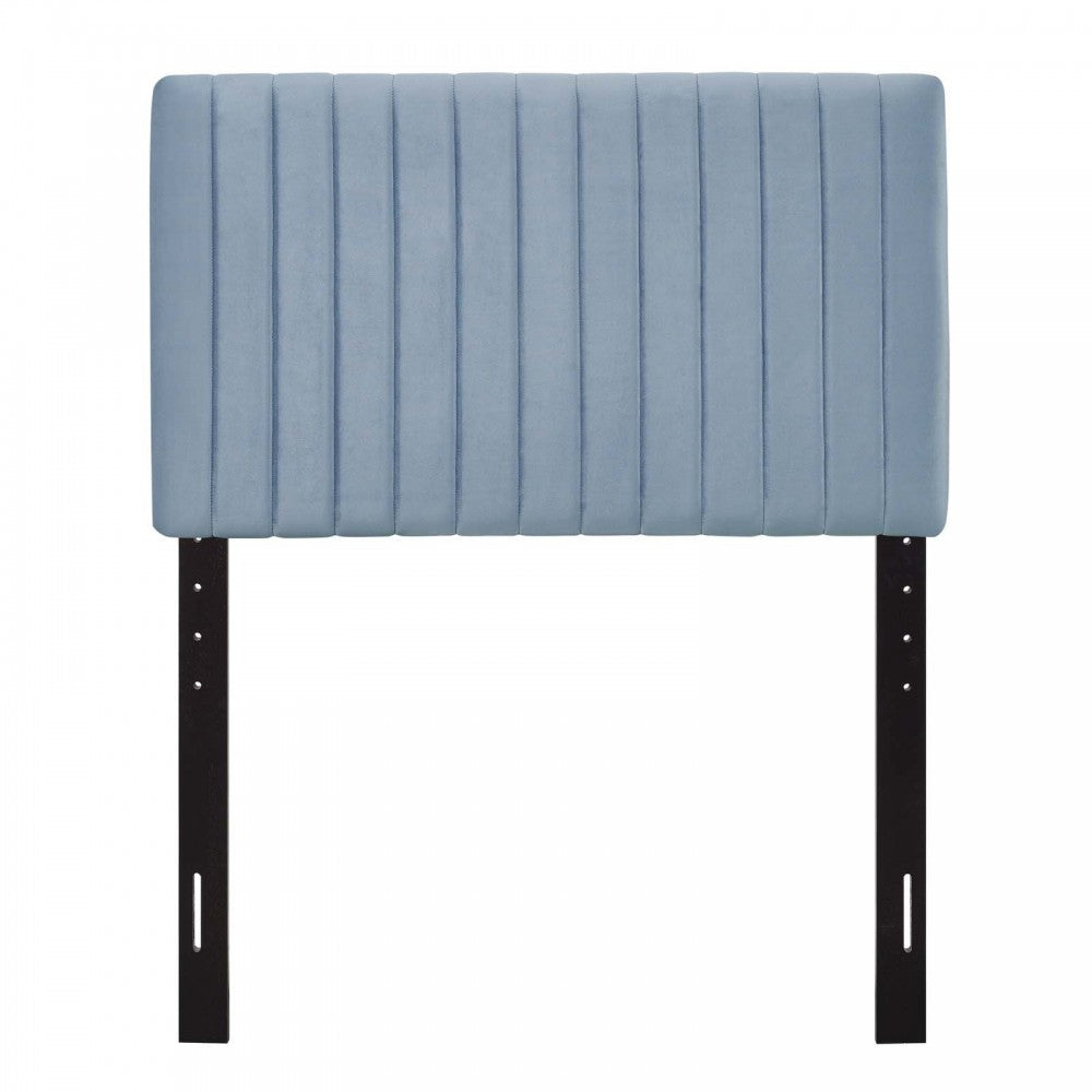 Keira Twin Performance Velvet Headboard, Light Blue