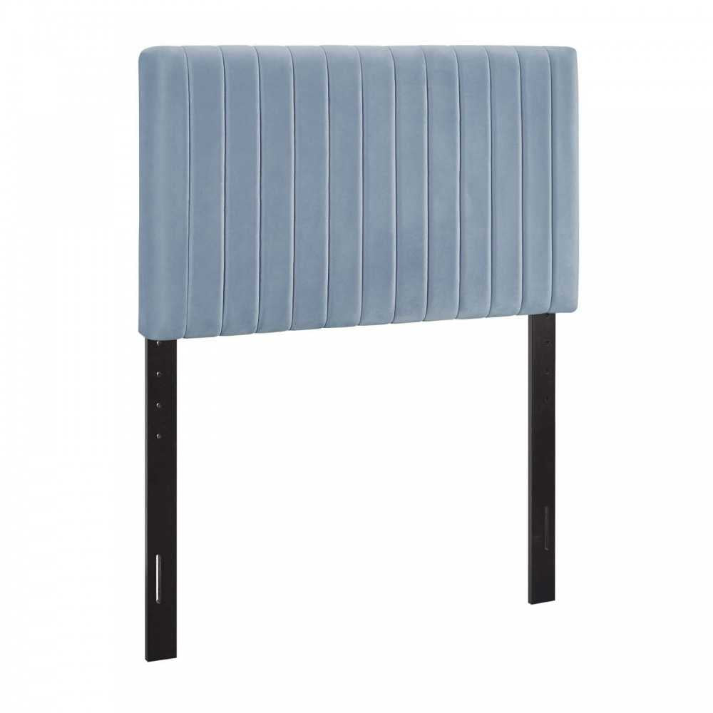 Keira Twin Performance Velvet Headboard, Light Blue