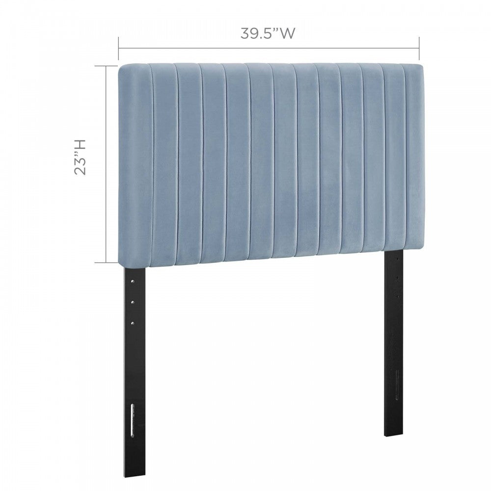 Keira Twin Performance Velvet Headboard, Light Blue