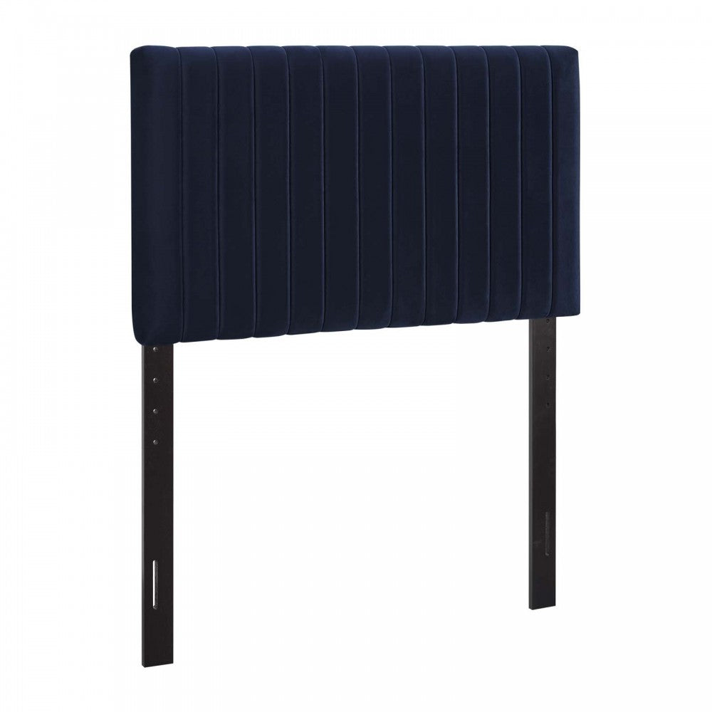 Keira Twin Performance Velvet Headboard, Midnight Blue