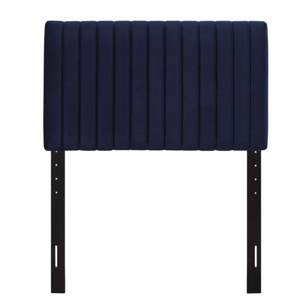 Keira Twin Performance Velvet Headboard, Midnight Blue