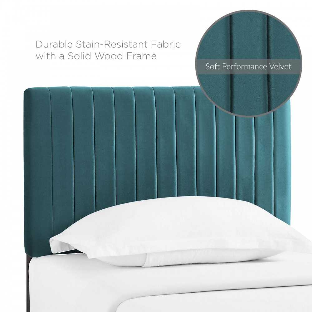 Keira Twin Performance Velvet Headboard, Teal