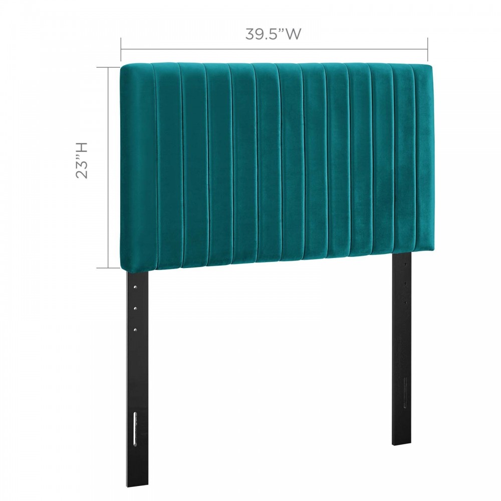 Keira Twin Performance Velvet Headboard, Teal