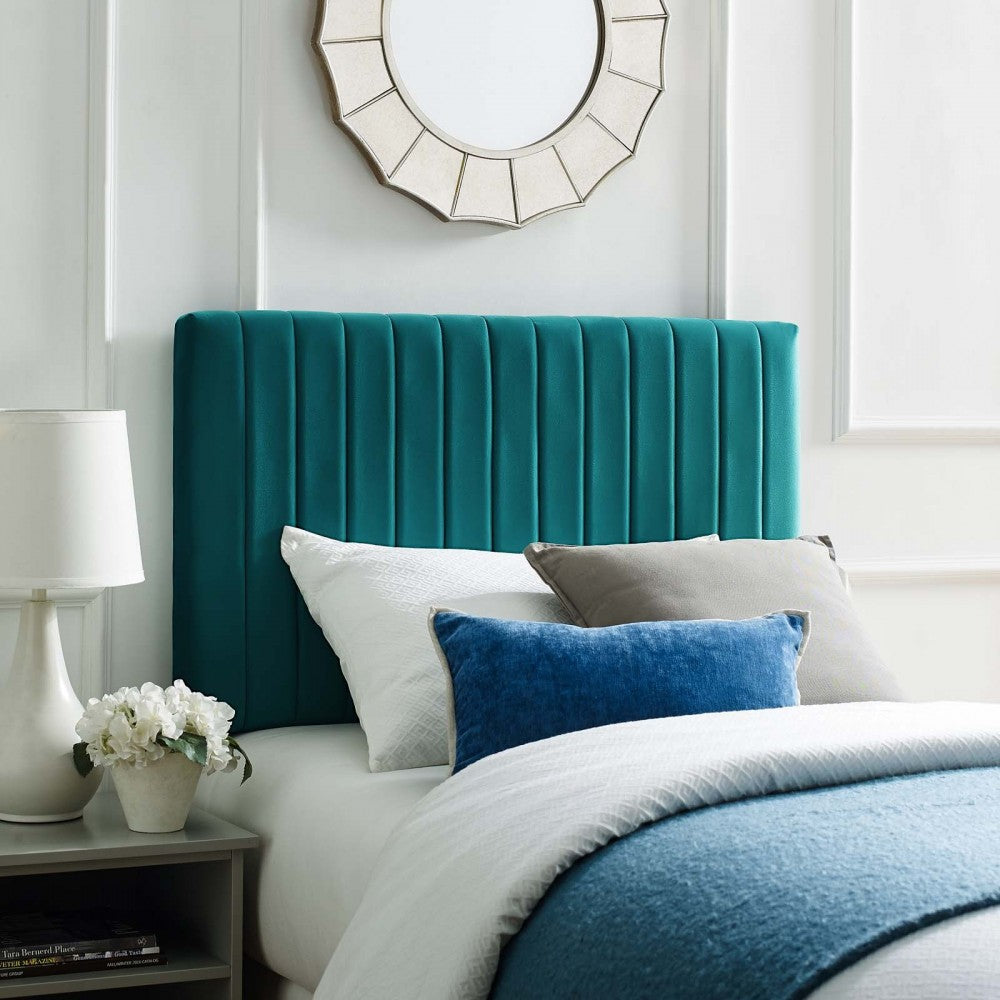 Keira Twin Performance Velvet Headboard, Teal