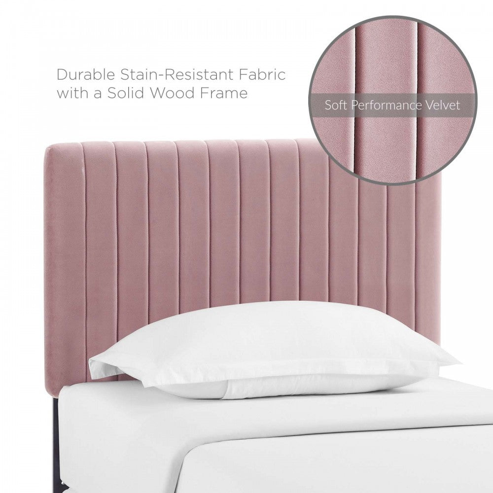 Keira Twin Performance Velvet Headboard, Dusty Rose