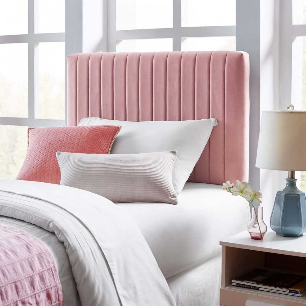 Keira Twin Performance Velvet Headboard, Dusty Rose