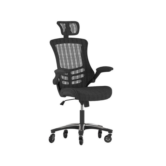 Kelista Black Chair with Roller Wheels