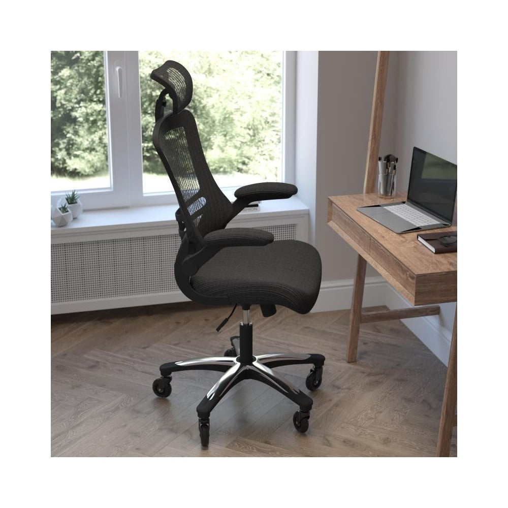 Kelista Black Chair with Roller Wheels
