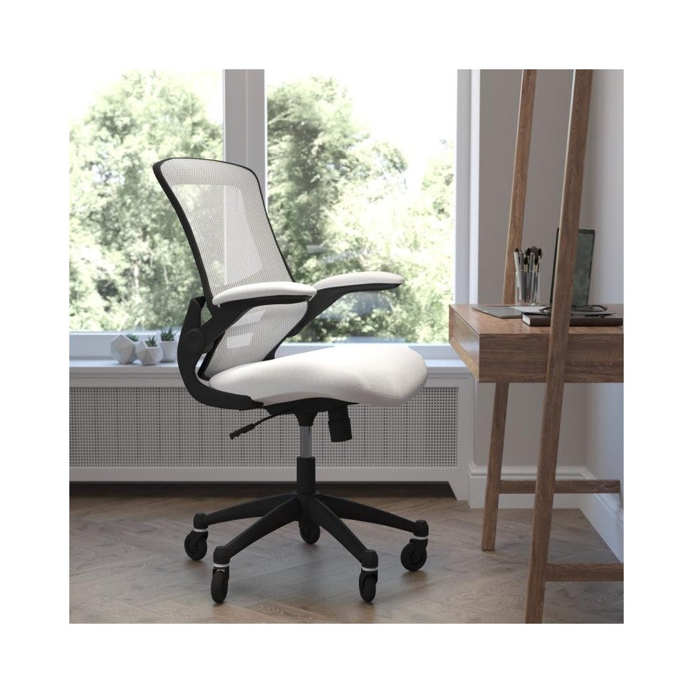 Kelista White Chair with Roller Wheels