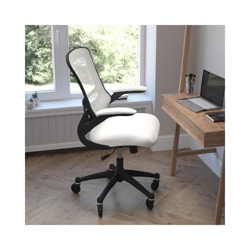 Kelista White Chair with Roller Wheels