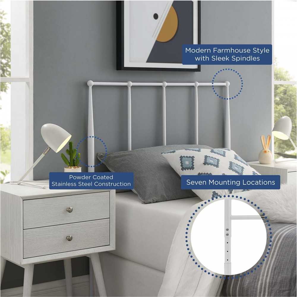 Kiana Twin Metal Stainless Steel Headboard, White