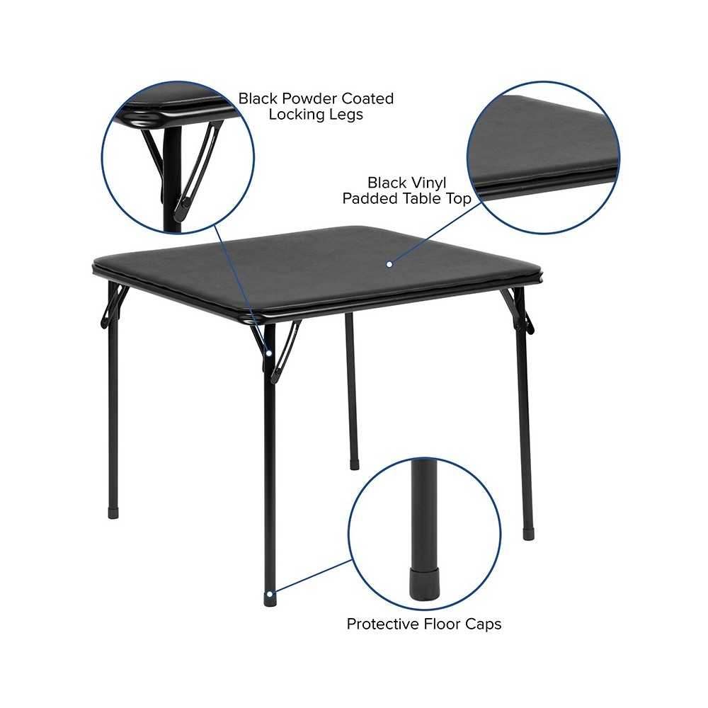 Kids Black 3 Piece Folding Table and Chair Set