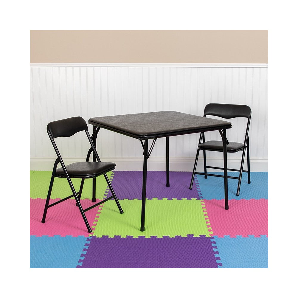 Kids Black 3 Piece Folding Table and Chair Set