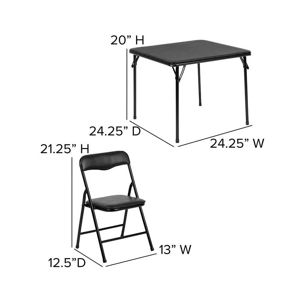 Kids Black 3 Piece Folding Table and Chair Set