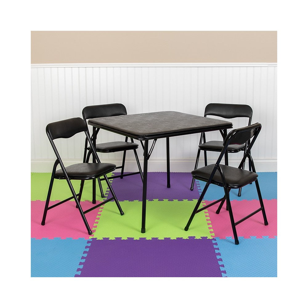 Kids Black 5 Piece Folding Table and Chair Set