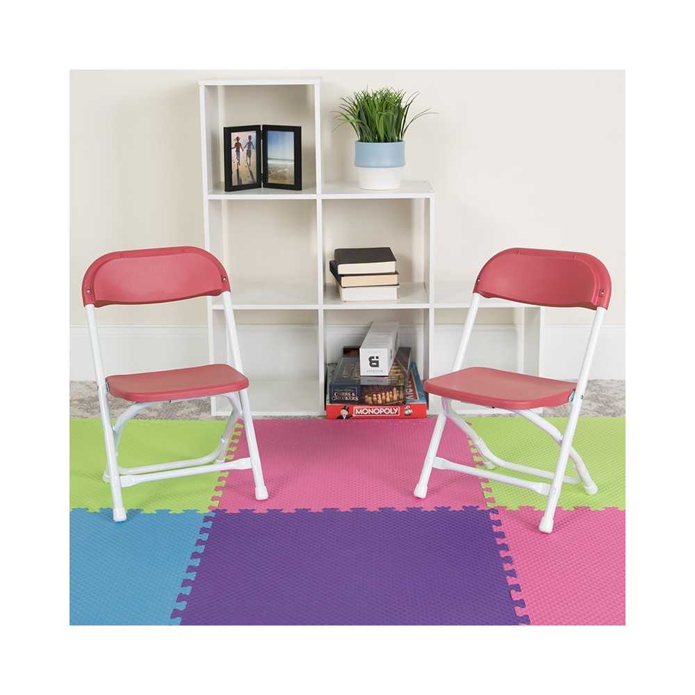 Kids Burgundy Plastic Folding Chair