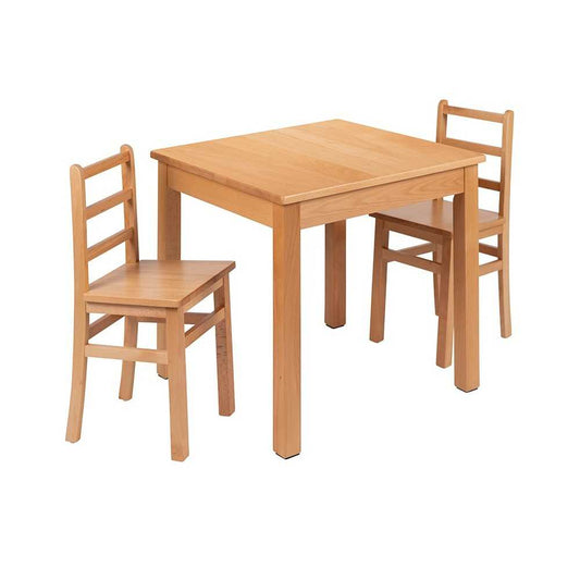 Kids Natural Solid Wood Table and Chair Set for Classroom, Playroom, Kitchen