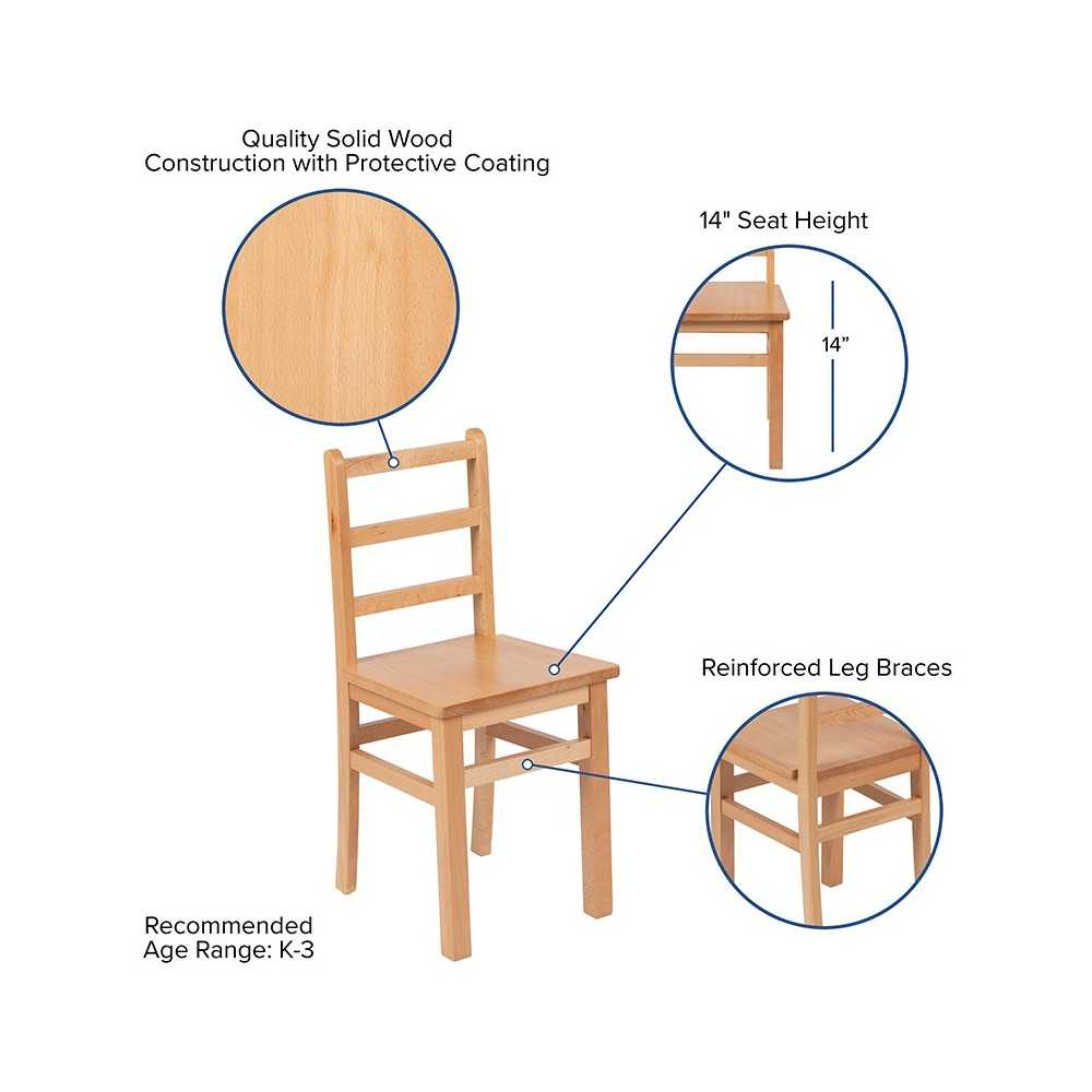 Kids Natural Solid Wood Table and Chair Set for Classroom, Playroom, Kitchen