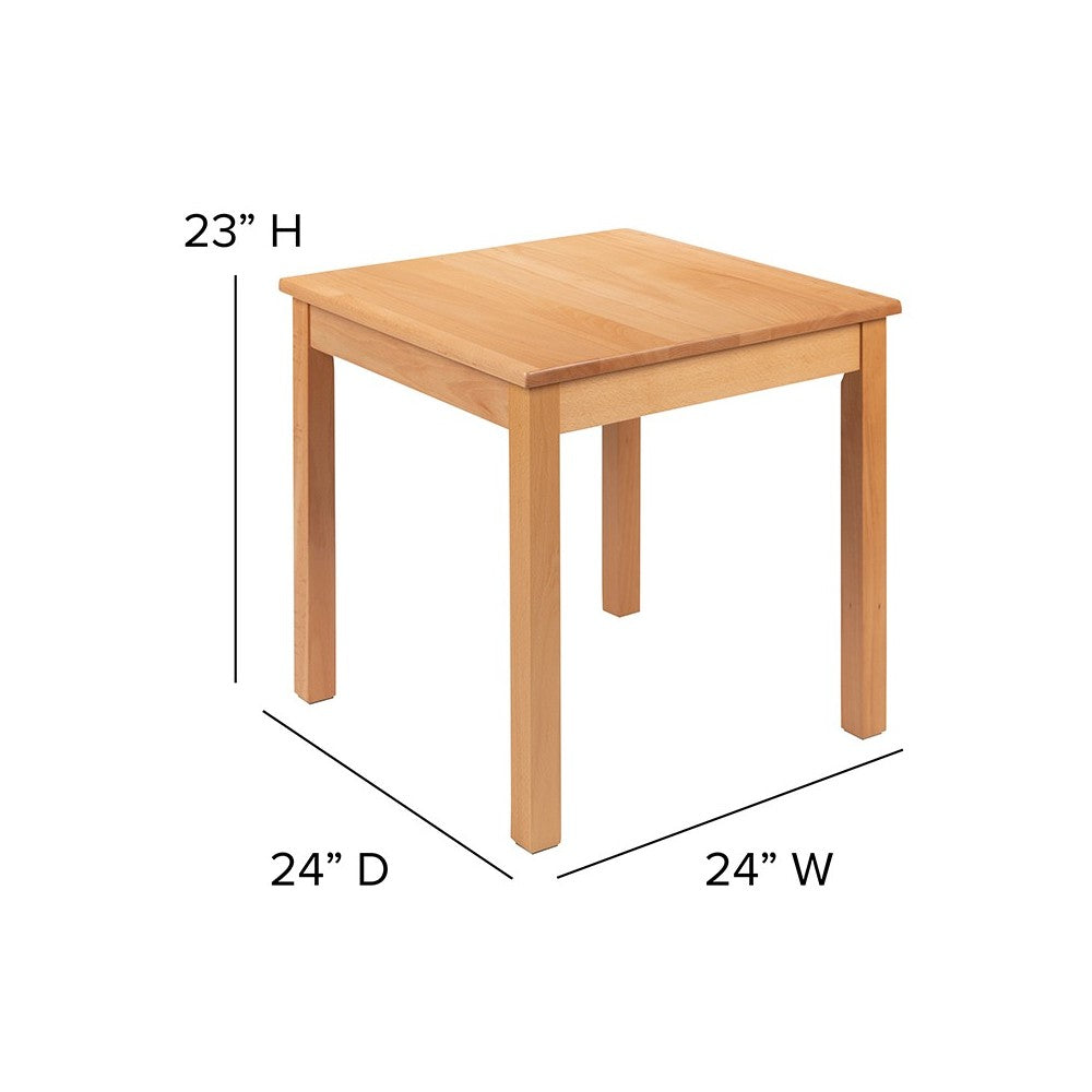 Kids Natural Solid Wood Table and Chair Set for Classroom, Playroom, Kitchen