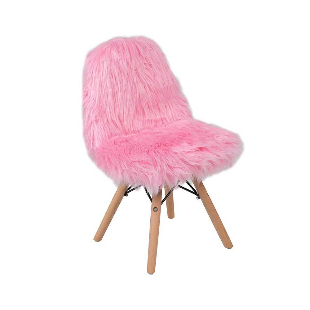 Kids Shaggy Dog Light Pink Accent Chair