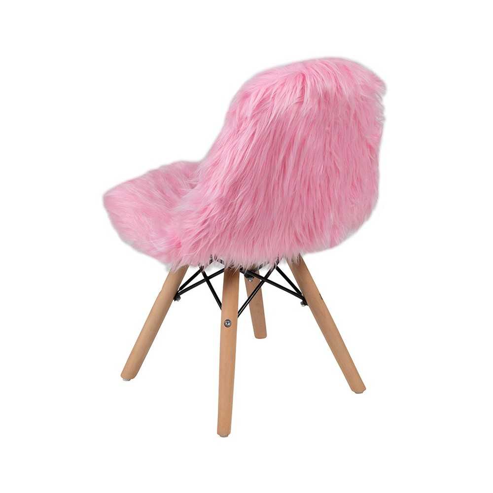 Kids Shaggy Dog Light Pink Accent Chair