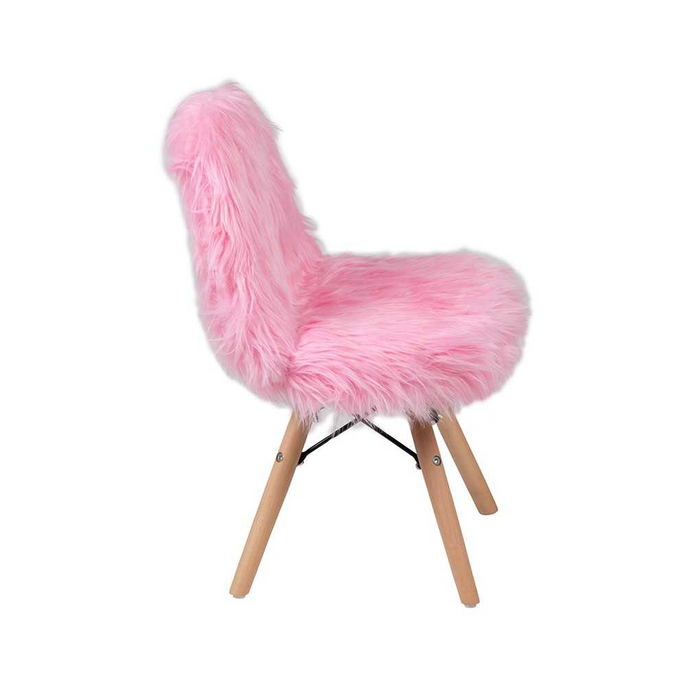 Kids Shaggy Dog Light Pink Accent Chair