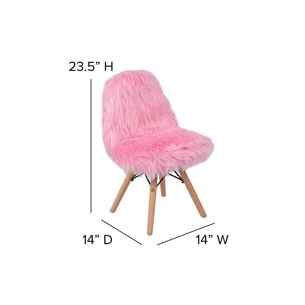 Kids Shaggy Dog Light Pink Accent Chair