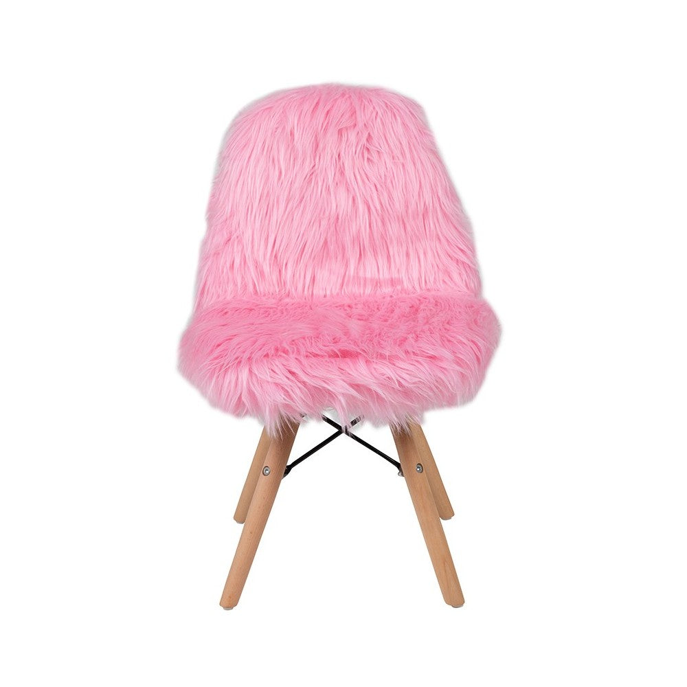 Kids Shaggy Dog Light Pink Accent Chair