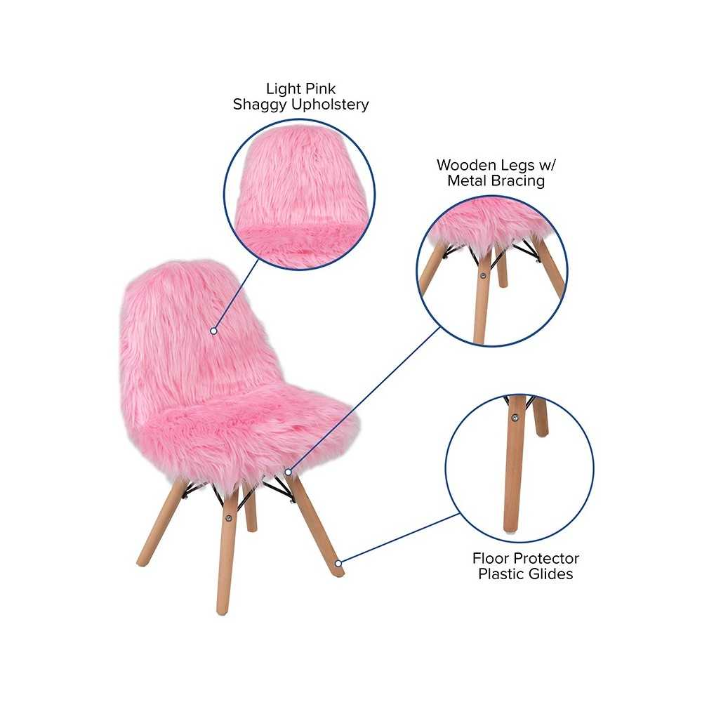 Kids Shaggy Dog Light Pink Accent Chair