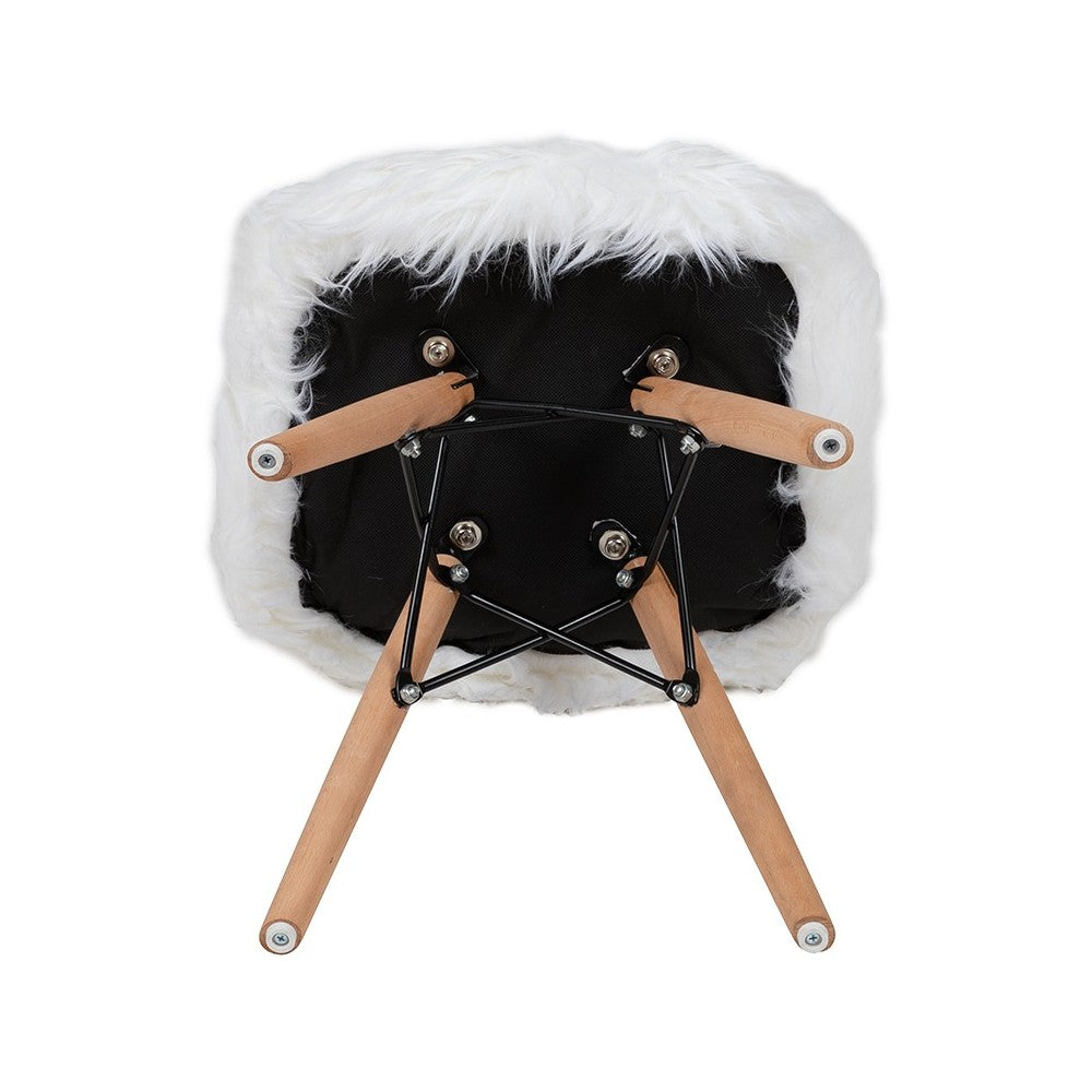 Kids Shaggy Dog White Accent Chair