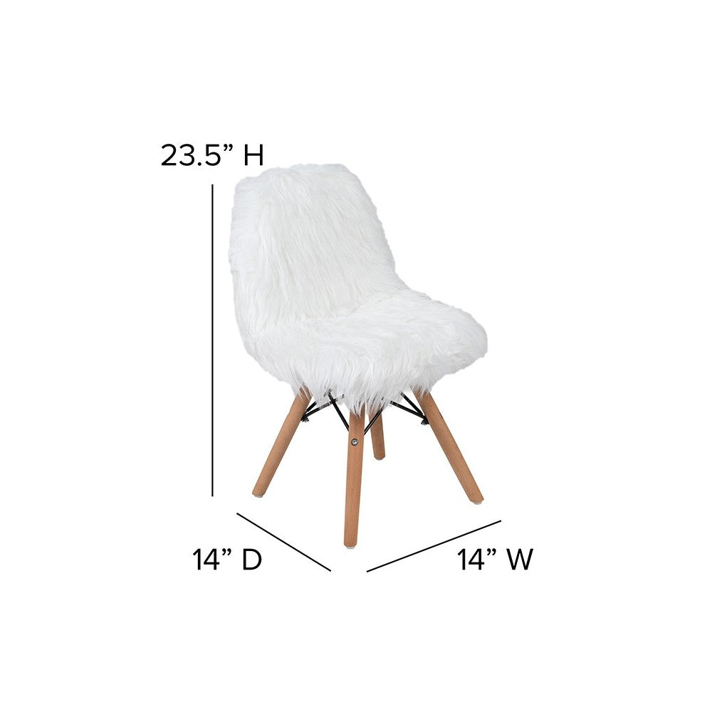 Kids Shaggy Dog White Accent Chair
