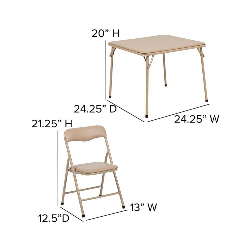 Kids Tan 3 Piece Folding Table and Chair Set