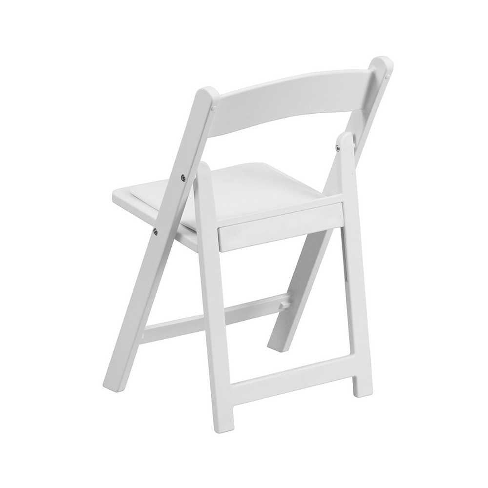Kids White Resin Folding Chair with White Vinyl Padded Seat