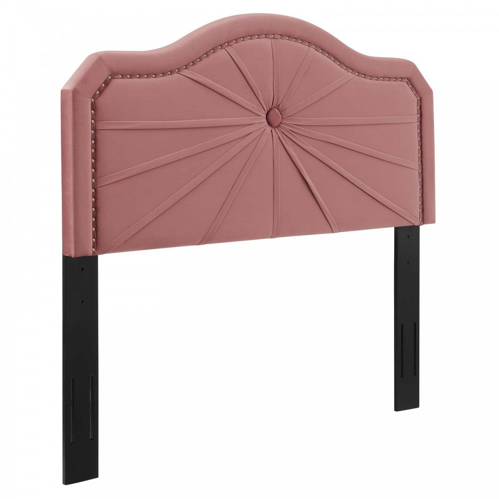 Kristin Pleated Performance Velvet Full/Queen Headboard, Dusty Rose