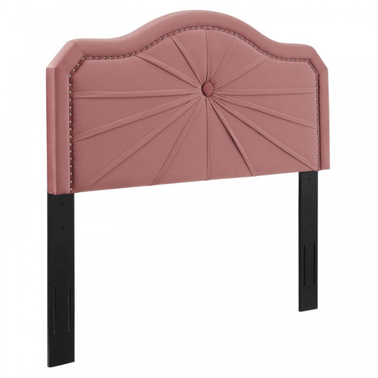 Kristin Pleated Performance Velvet Full/Queen Headboard, Dusty Rose