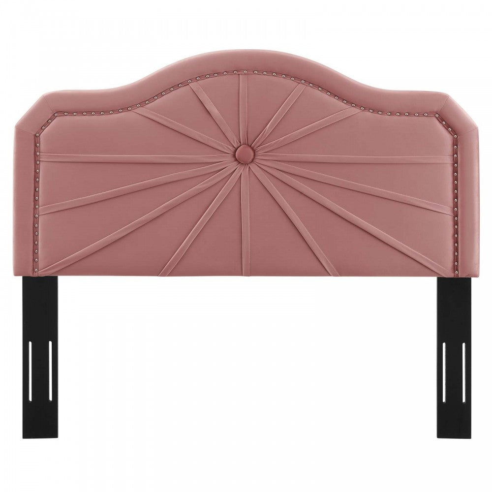 Kristin Pleated Performance Velvet Full/Queen Headboard, Dusty Rose