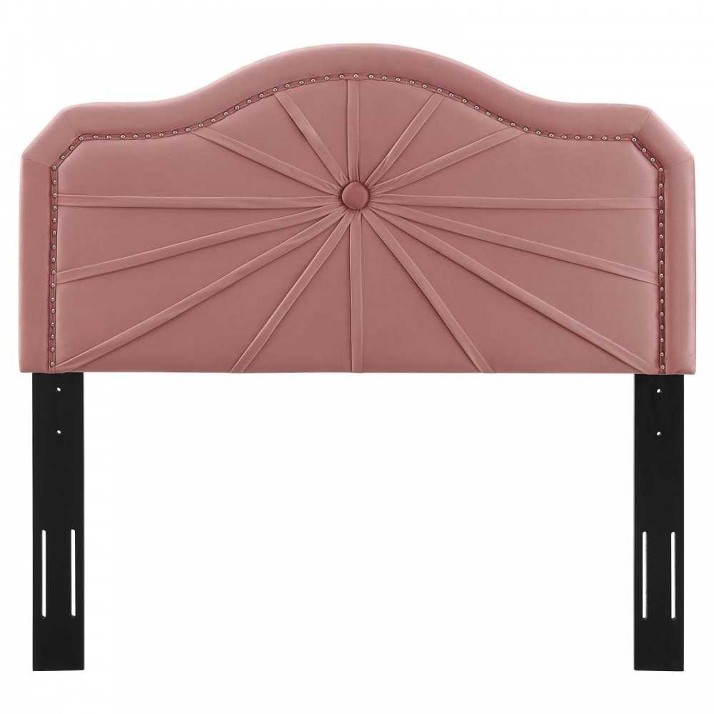 Kristin Pleated Performance Velvet Full/Queen Headboard, Dusty Rose