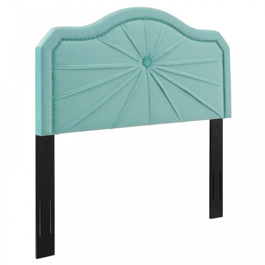 Kristin Pleated Performance Velvet Full/Queen Headboard, Mint