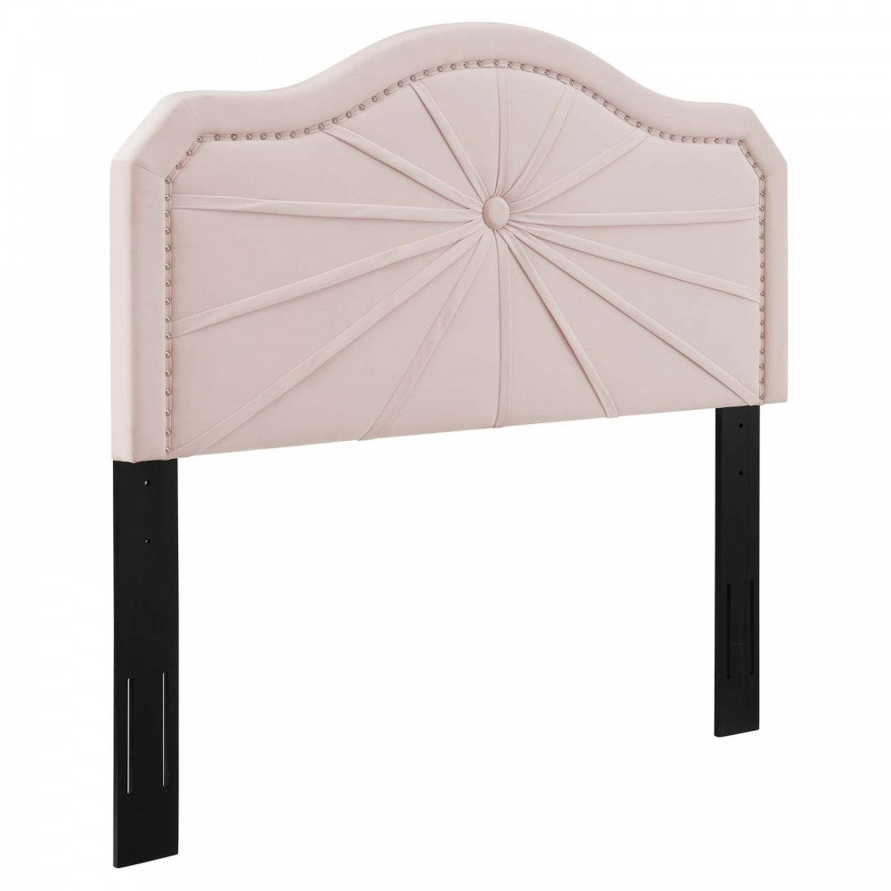 Kristin Pleated Performance Velvet Full/Queen Headboard, Pink